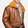 Bikerjacka i shearling