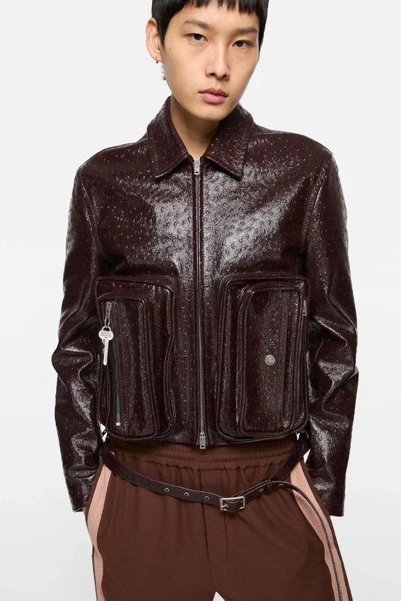 Bubble-läderjacka i bikerstil