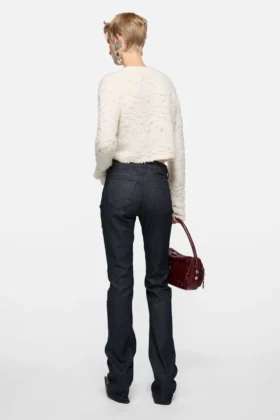 Cardigan i ull med rosett