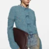 Cardigan i ull med rosett