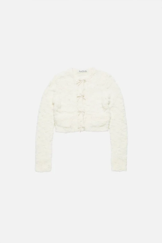 Cardigan i ull med rosett