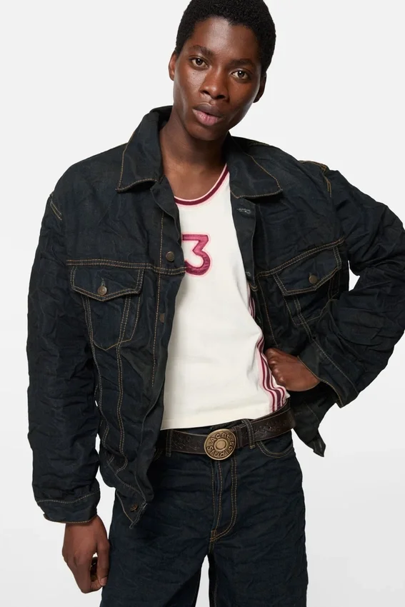 Denimjacka med pressveck