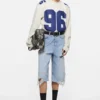 Denimshorts med slitna detaljer