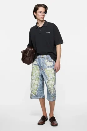 Denimshorts med trompe-l’œil-effekt