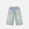 Denimshorts med trompe-l’œil-effekt