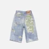 Denimshorts med trompe-l’œil-effekt