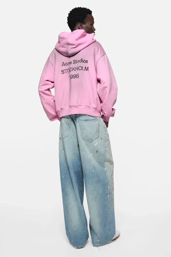 Fleece-hoodie med logotyp