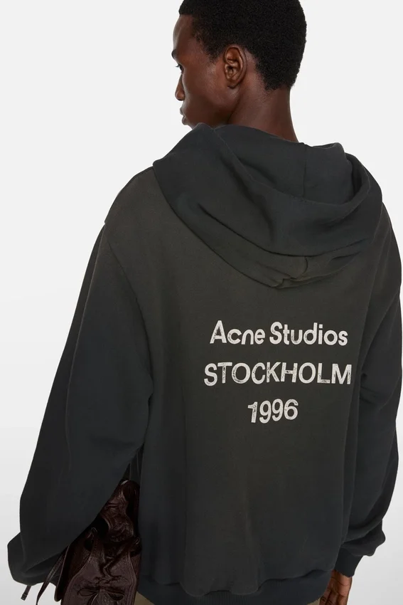 Fleece-hoodie med logotyp