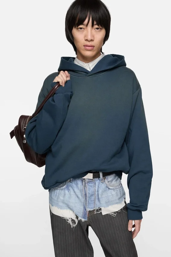 Fleece-hoodie med logotyp