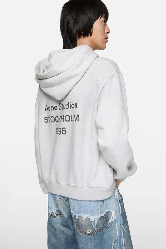 Fleece-hoodie med logotyp
