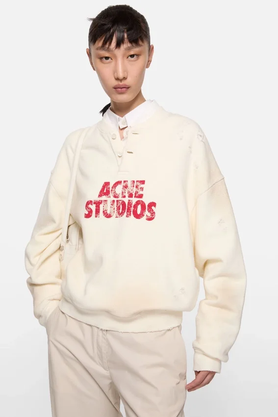 Fleece-sweatshirt med logotyp