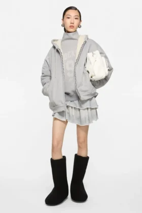 Huvtröja i fleece med vintage-logotyp