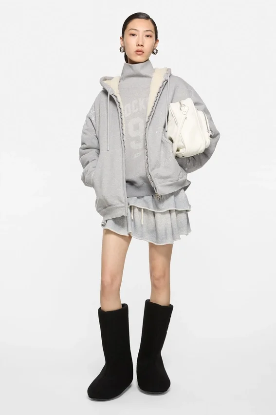 Huvtröja i fleece med vintage-logotyp