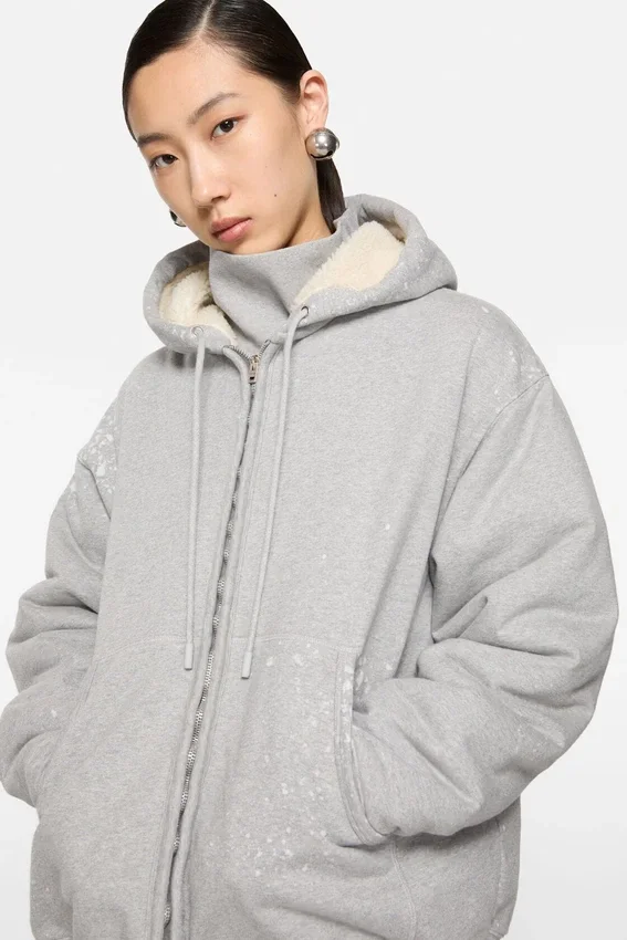 Huvtröja i fleece med vintage-logotyp