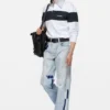 Jeans med trompe-l’œil-band
