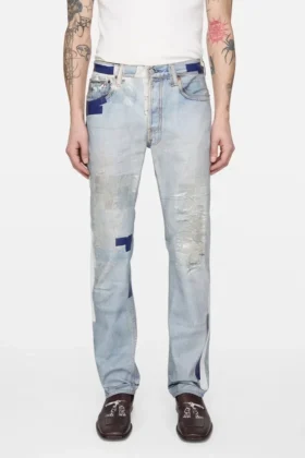 Jeans med trompe-l’œil-band
