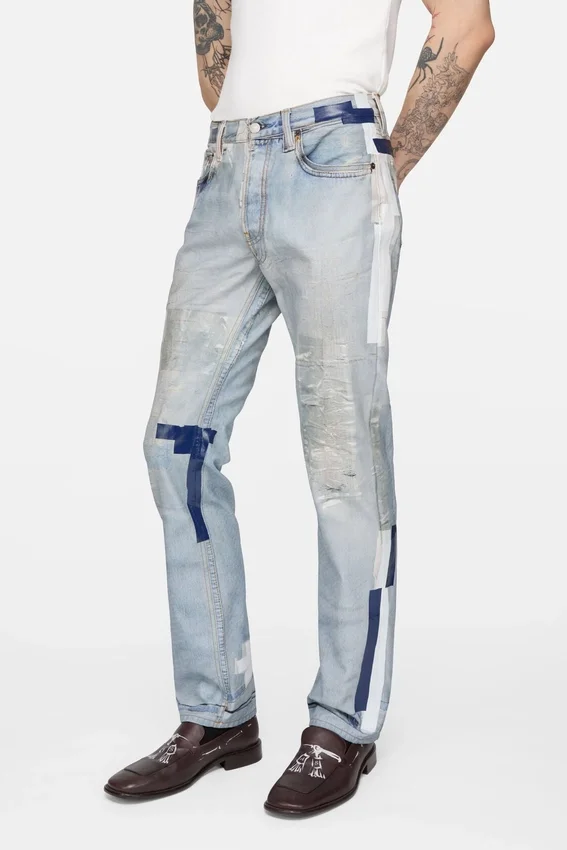 Jeans med trompe-l’œil-band
