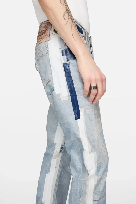 Jeans med trompe-l’œil-band