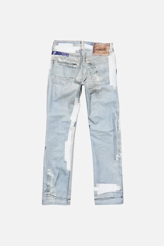Jeans med trompe-l’œil-band