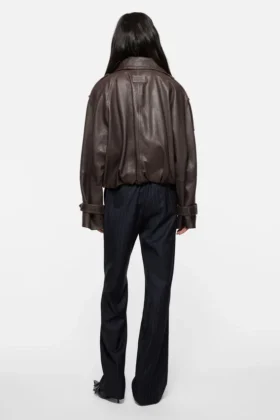 Kort lädertrenchcoat