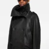 Kort lädertrenchcoat