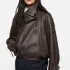 Kort lädertrenchcoat