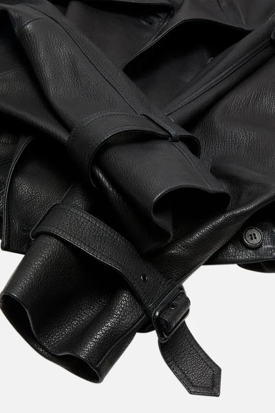 Kort lädertrenchcoat