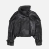 Kort lädertrenchcoat