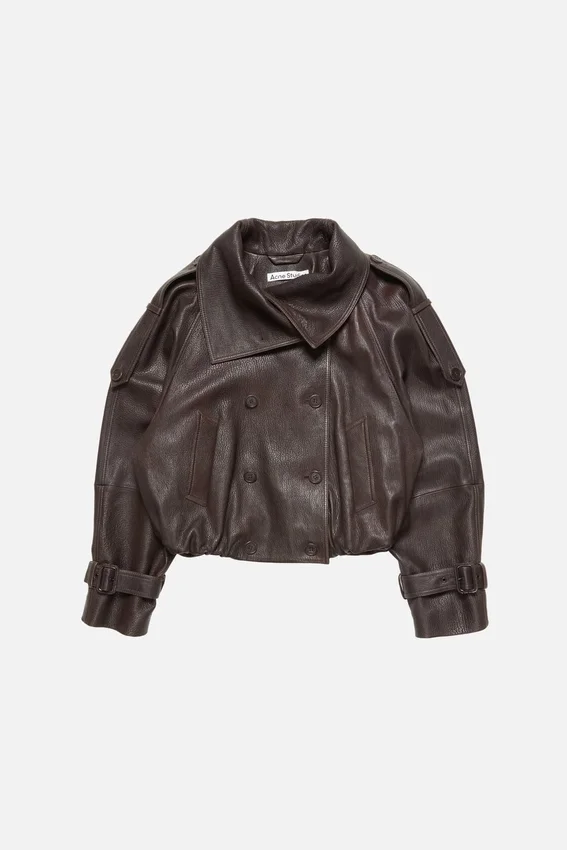Kort lädertrenchcoat