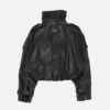 Kort lädertrenchcoat