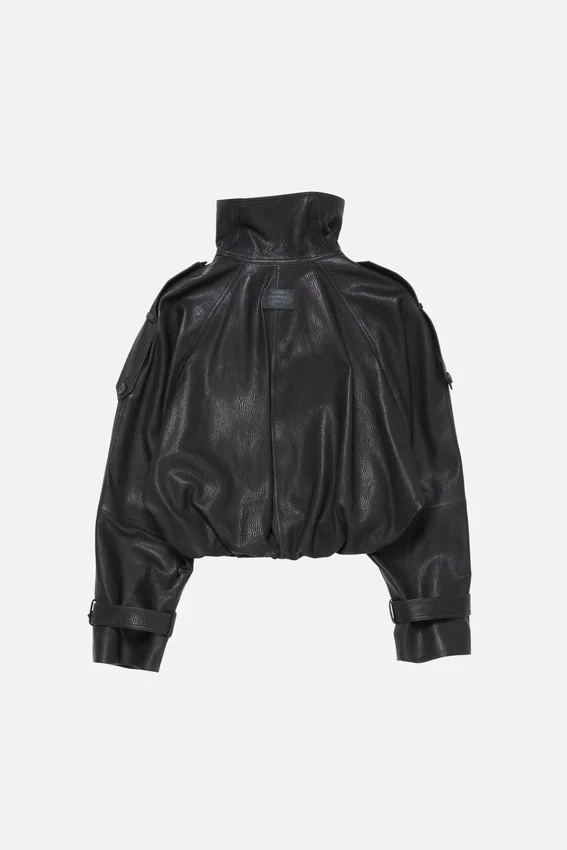 Kort lädertrenchcoat