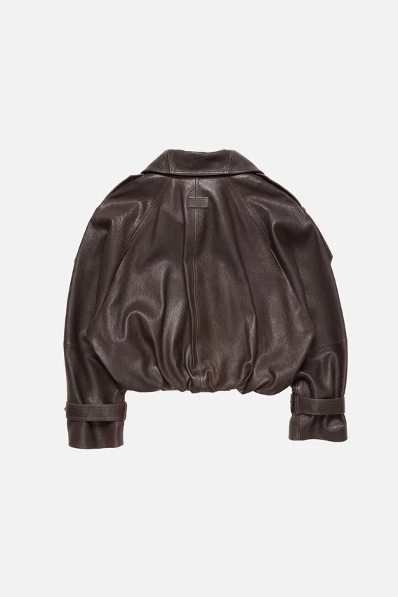 Kort lädertrenchcoat