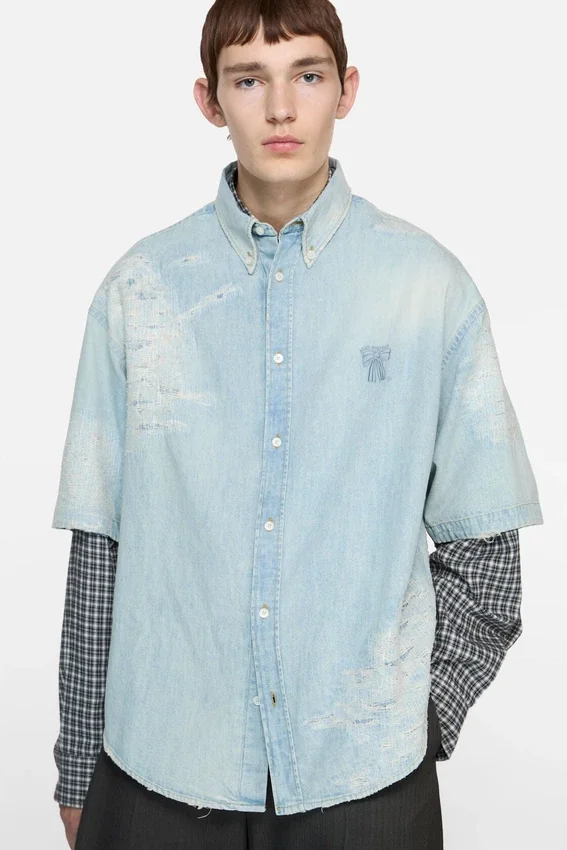Lappad denimskjorta