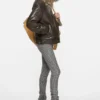 Läderjacka i shearling