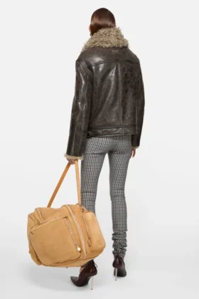 Läderjacka i shearling