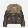 Läderjacka i shearling