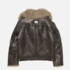 Läderjacka i shearling