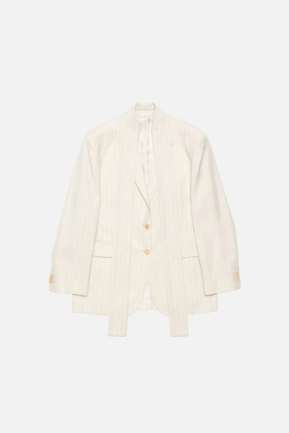 Nålstrecksmönstrad blazer med halsduk