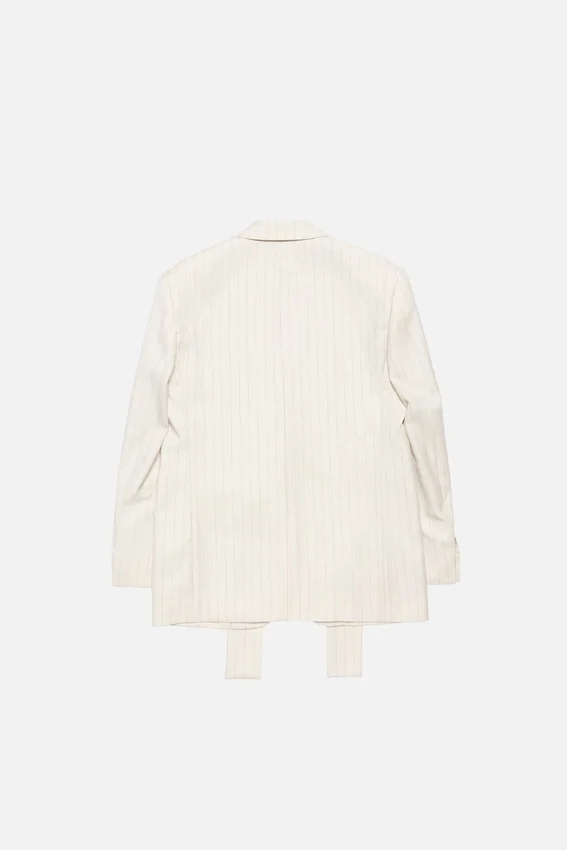 Nålstrecksmönstrad blazer med halsduk