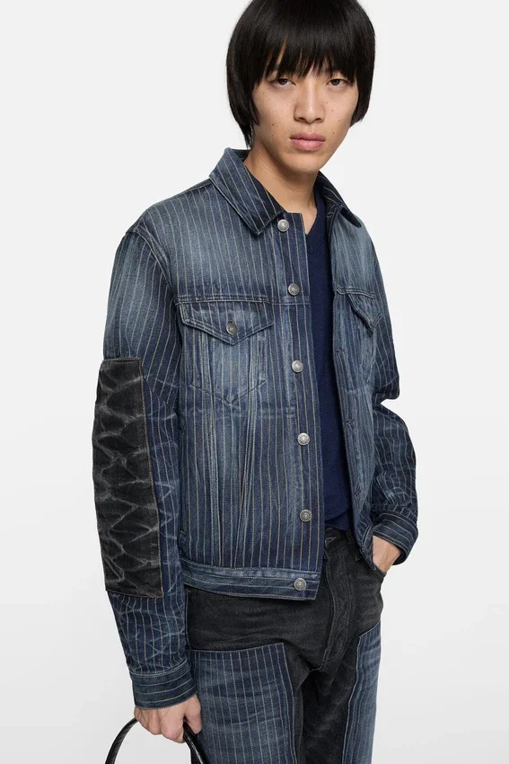 Patchwork-jeansjacka