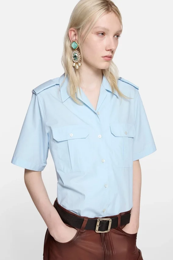 Poplin-skjorta med knappar