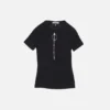 Ribbad T-shirt med dragkedja