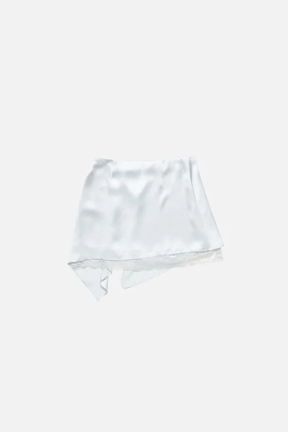 Satin kjol med volanger