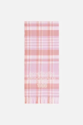 Scarf med rutmönster och logotyp – bred