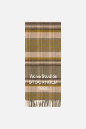 Scarf med rutmönster och logotyp – bred