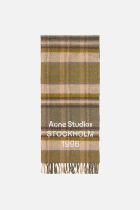 Scarf med rutmönster och logotyp – bred