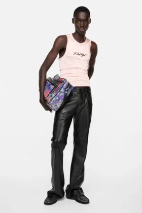 Skrynklig tanktop med tryck