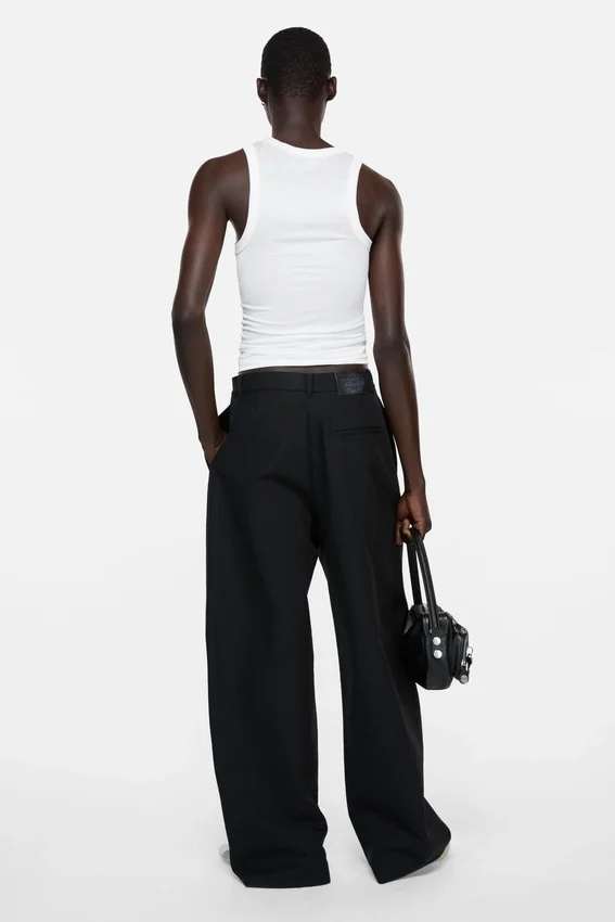 Skrynklig tanktop med tryck