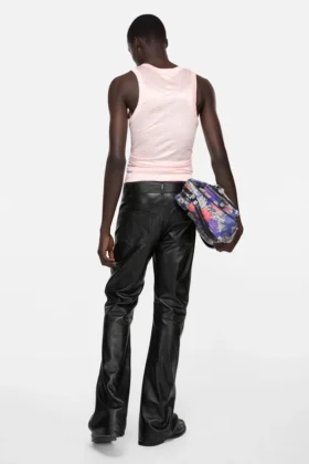 Skrynklig tanktop med tryck