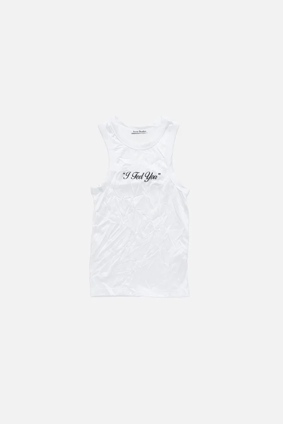 Skrynklig tanktop med tryck